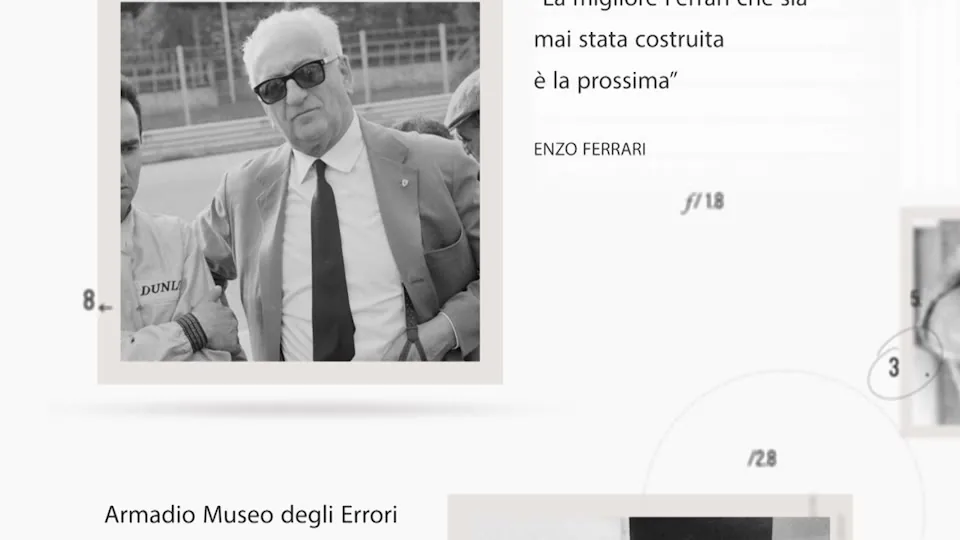 Citazione di Enzo Ferrari nel montaggio del filmato