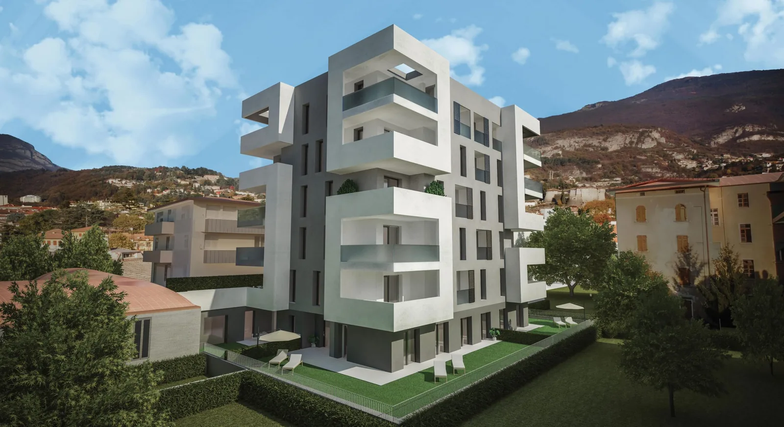 Rendering tridimensionale di un immobile residenziale